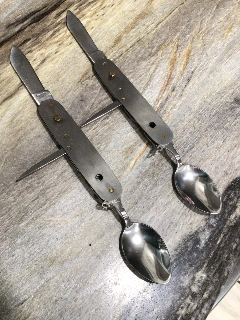 Sold! 2pc Ozark Trail Camping Utensil Multi Tool Spoon Fork Knife Corkscrew